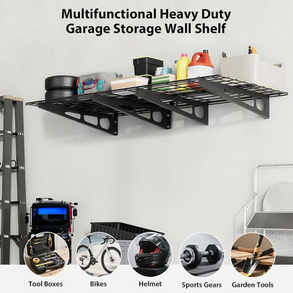 2 Pack 2x6Ft Garage Shelving Wall Mounted,  24"x72" Wall Shelf Garage Storage Rack Floating Shelves for Warehouse, Laundry