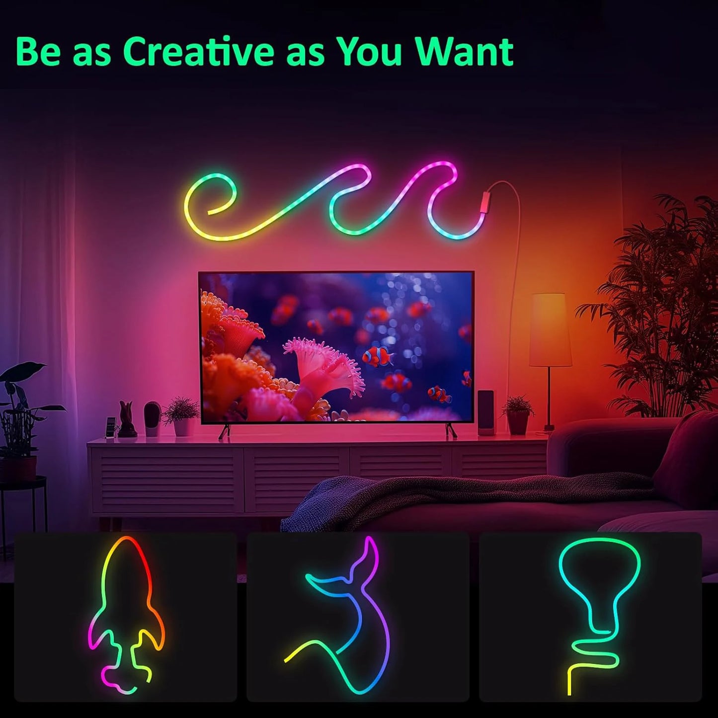 Flexible LED Light Strip With Remote And APP Control RGB Lighting Strip For Bedroom