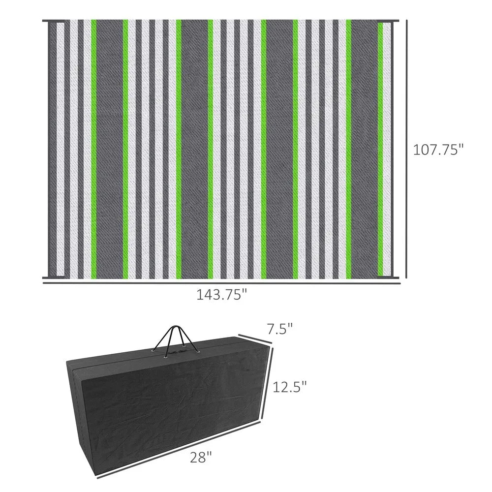 Reversible Outdoor Rug with Carry Bag 9' x 12' Plastic Straw Rug