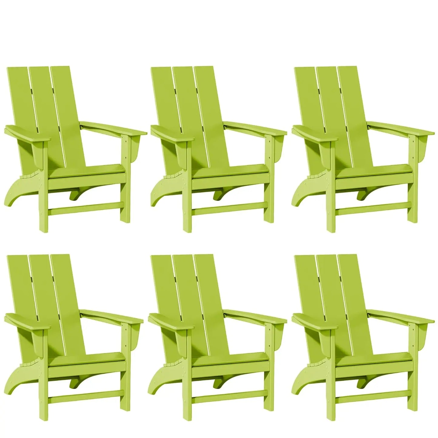Poly Lumber Adirondack Chairs Set of 6, All-Weather Resistant, Looks Like Wood, Pre-Assembled