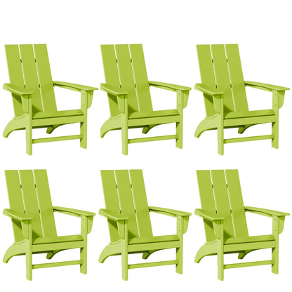 Poly Lumber Adirondack Chairs Set of 6, All-Weather Resistant, Looks Like Wood, Pre-Assembled