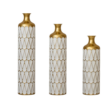 Floor Metal Vase 3-piece Set, Modern Home Metal Decoration Drop-shaped Vase