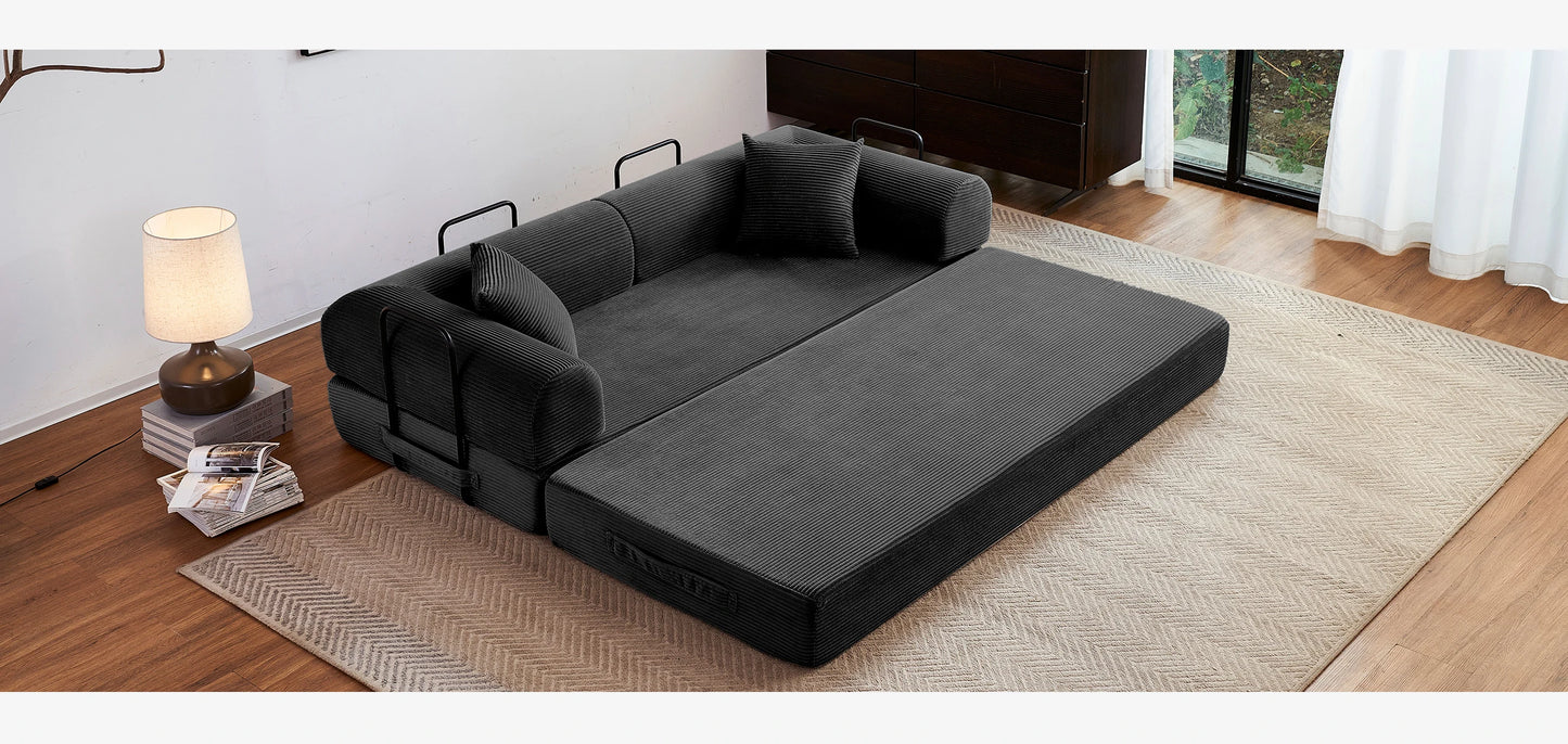 79'' Boneless Couch Foldable Convertible Futon Sleeper Sofa Bed