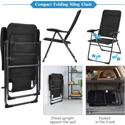 Set of 2 Outdoor Sling Chairs with Adjustable Backrest