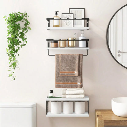Tomnk 3+1 Tier Wall Mounted Bathroom Shelves  and Towel Bar
