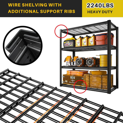Sturdy 4-Shelf Garage Storage Unit, Supports Up to 2240 Pounds