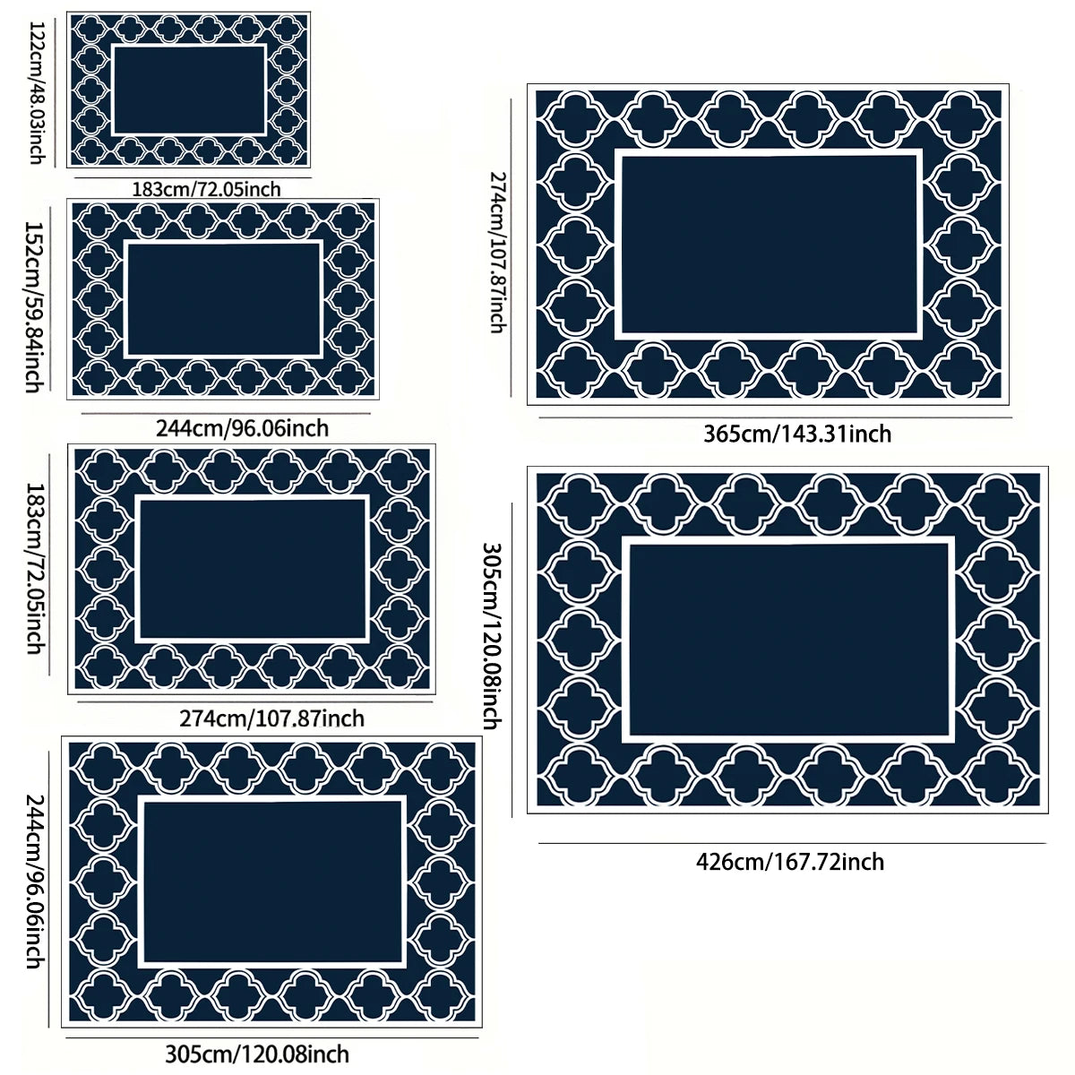 Outdoor Foldable Reversible Large Floor Mat for RV Patio Backyard Deck Picnic Beach Camping
