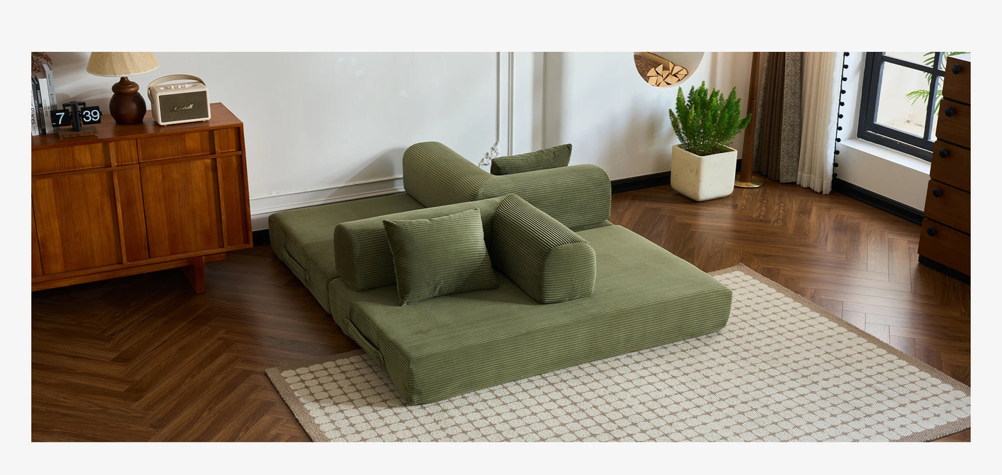 79'' Boneless Couch Foldable Convertible Futon Sleeper Sofa Bed