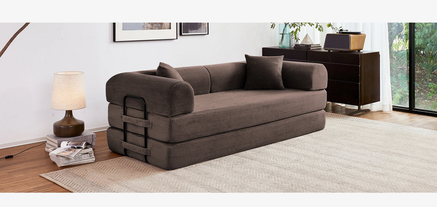 79'' Boneless Couch Foldable Convertible Futon Sleeper Sofa Bed