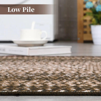 Washable Area Rugs  Braided Print Non Slip Rug