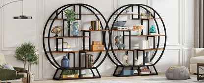 63-Inch Industrial Wood Book Shelf with Staggered Shelves