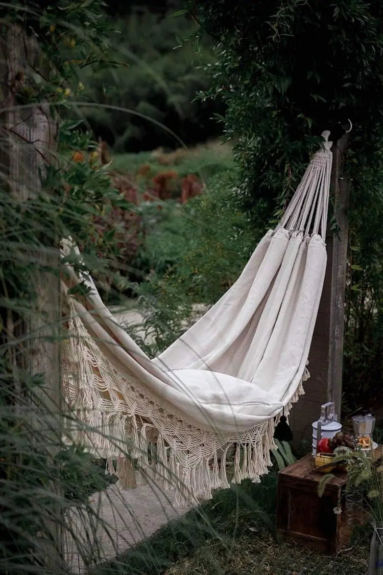 Handmade Boho Large Brazilian Macrame Fringe Double Hammock Swing Chair for Beach, Yard, Patio Indoor Outdoor Decor