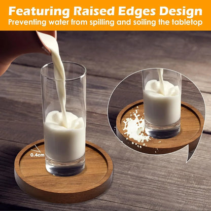 Wood Coasters for Drinks Absorbent Wooden Coasters with Holder for Table