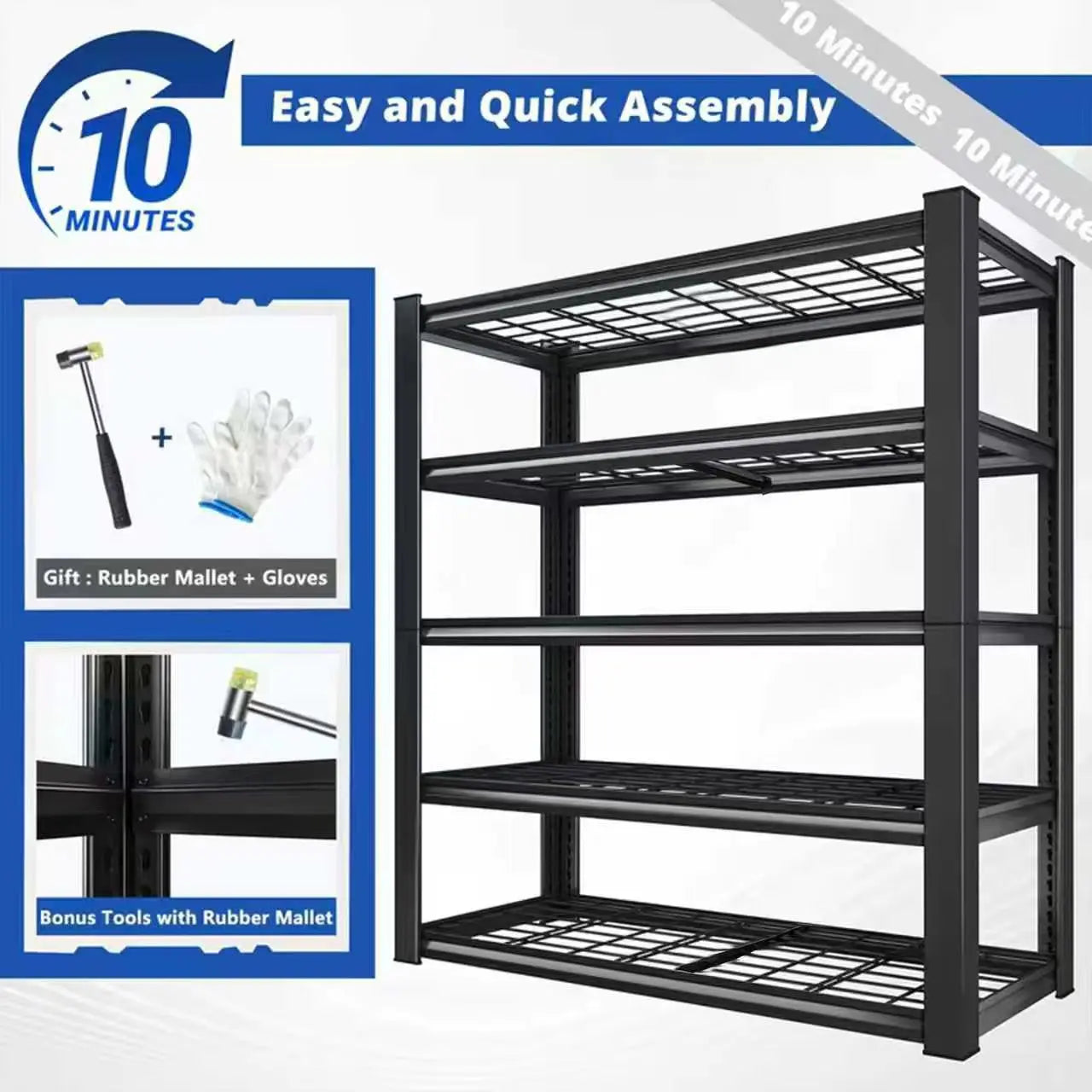 Nnovaroom  72" Adjustable Metal Double Layer Column Shelving