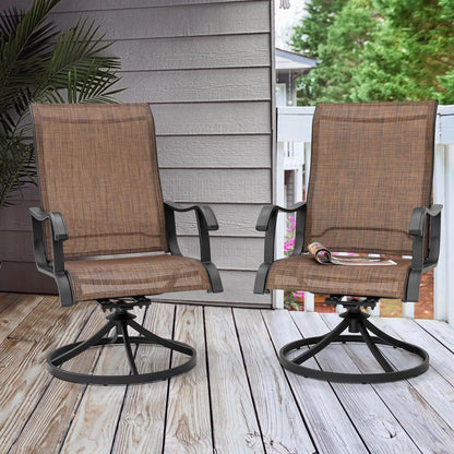 Outdoor Swivel Rocker Dining Chairs with All-Weather Textilene High Back and Metal, Set of 2