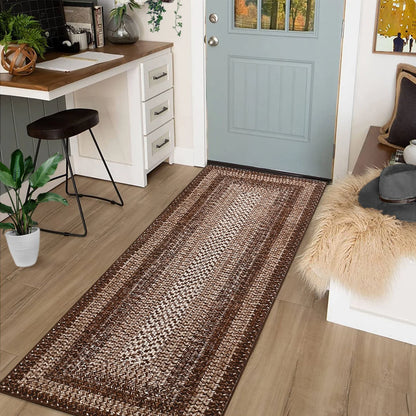 Washable Area Rugs  Braided Print Non Slip Rug