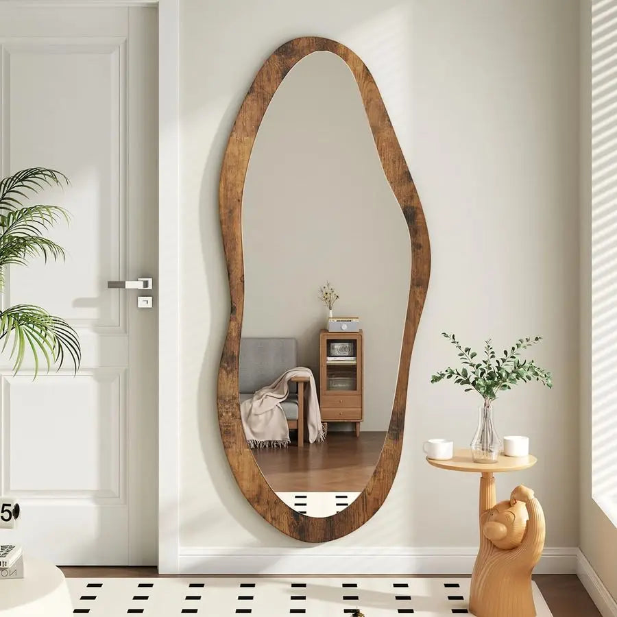 Large Mirrors with Wood Framed 47x20 Vintage Irregular Wall Mirror Full Length