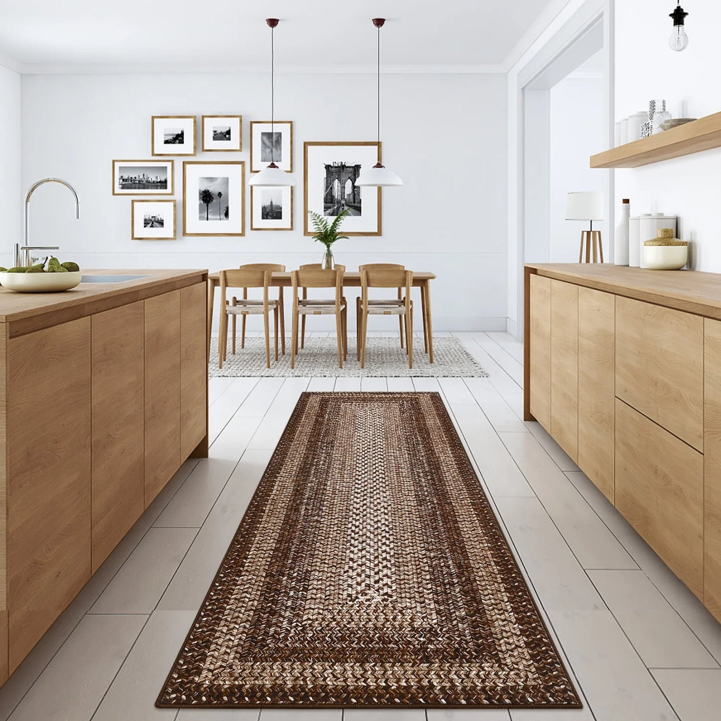Washable Area Rugs  Braided Print Non Slip Rug