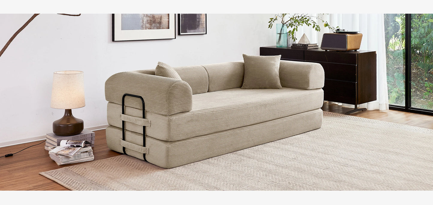 79'' Boneless Couch Foldable Convertible Futon Sleeper Sofa Bed