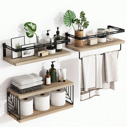 Tomnk 3+1 Tier Wall Mounted Bathroom Shelves  and Towel Bar