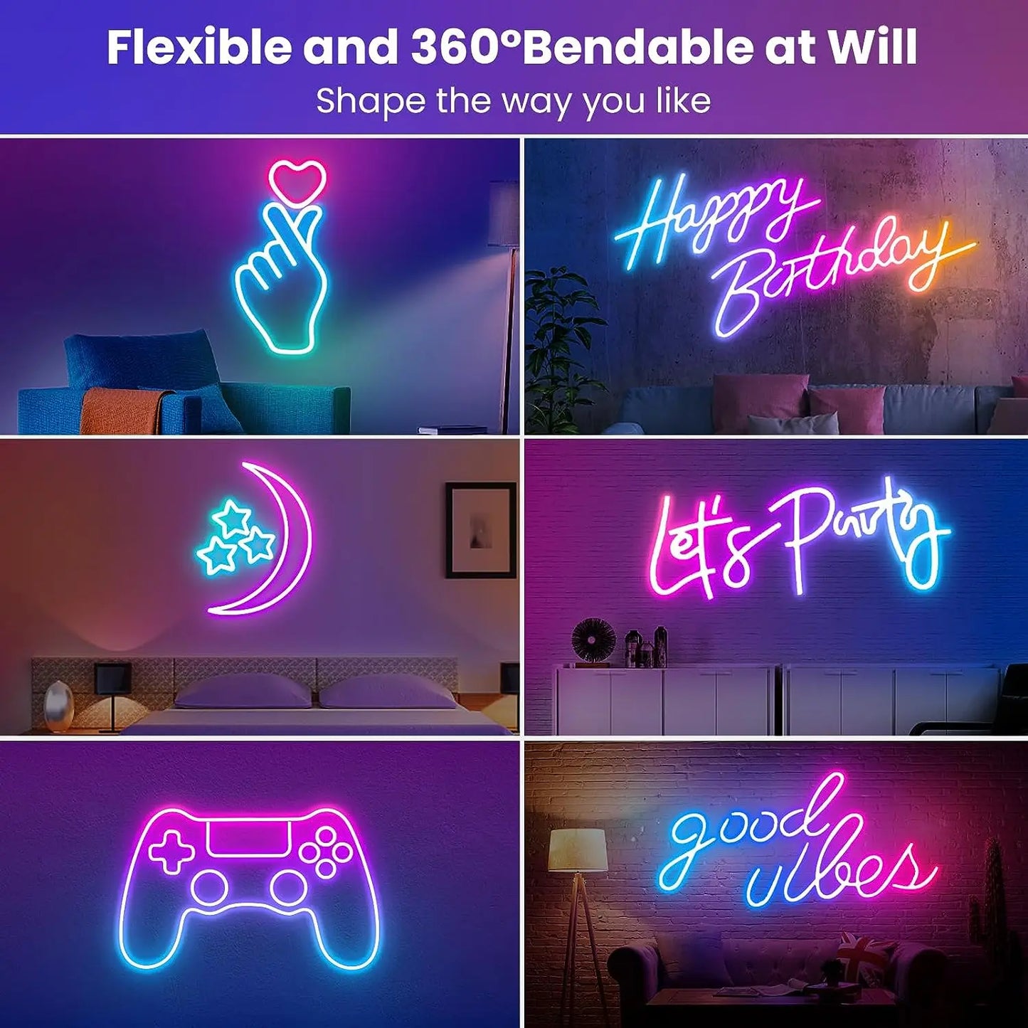 Flexible LED Light Strip With Remote And APP Control RGB Lighting Strip For Bedroom