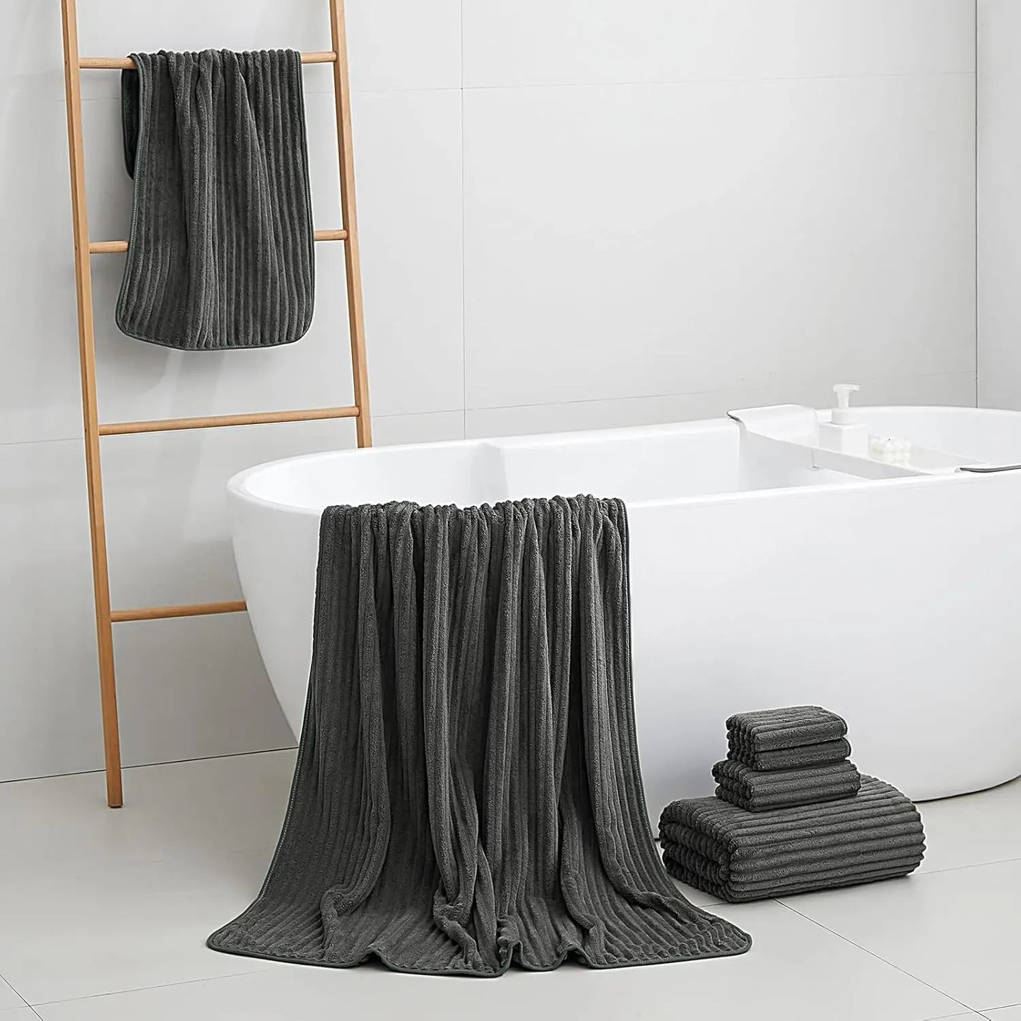 6-Piece Oversized Microfiber Bath Towel Set, 40x80 Inches, Super Soft Quick Dry for Bathroom Spa Gym Hotel
