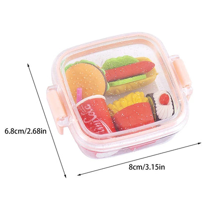 Lunch Box Eraser Set | Creative School Stationery Gift