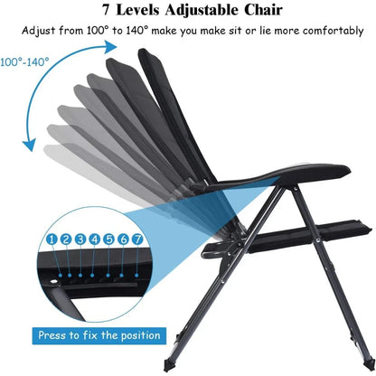 Set of 2 Outdoor Sling Chairs with Adjustable Backrest