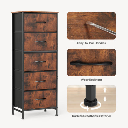 JHK 48IN Dresser For Bedroom With 5 Fabric Drawers and steel frame