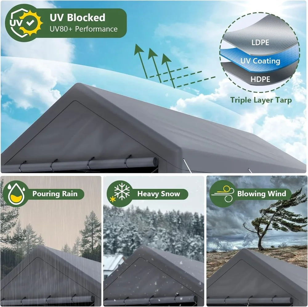 10x20 Ft Heavy Duty Canopy Steel Canopy Storage Shed