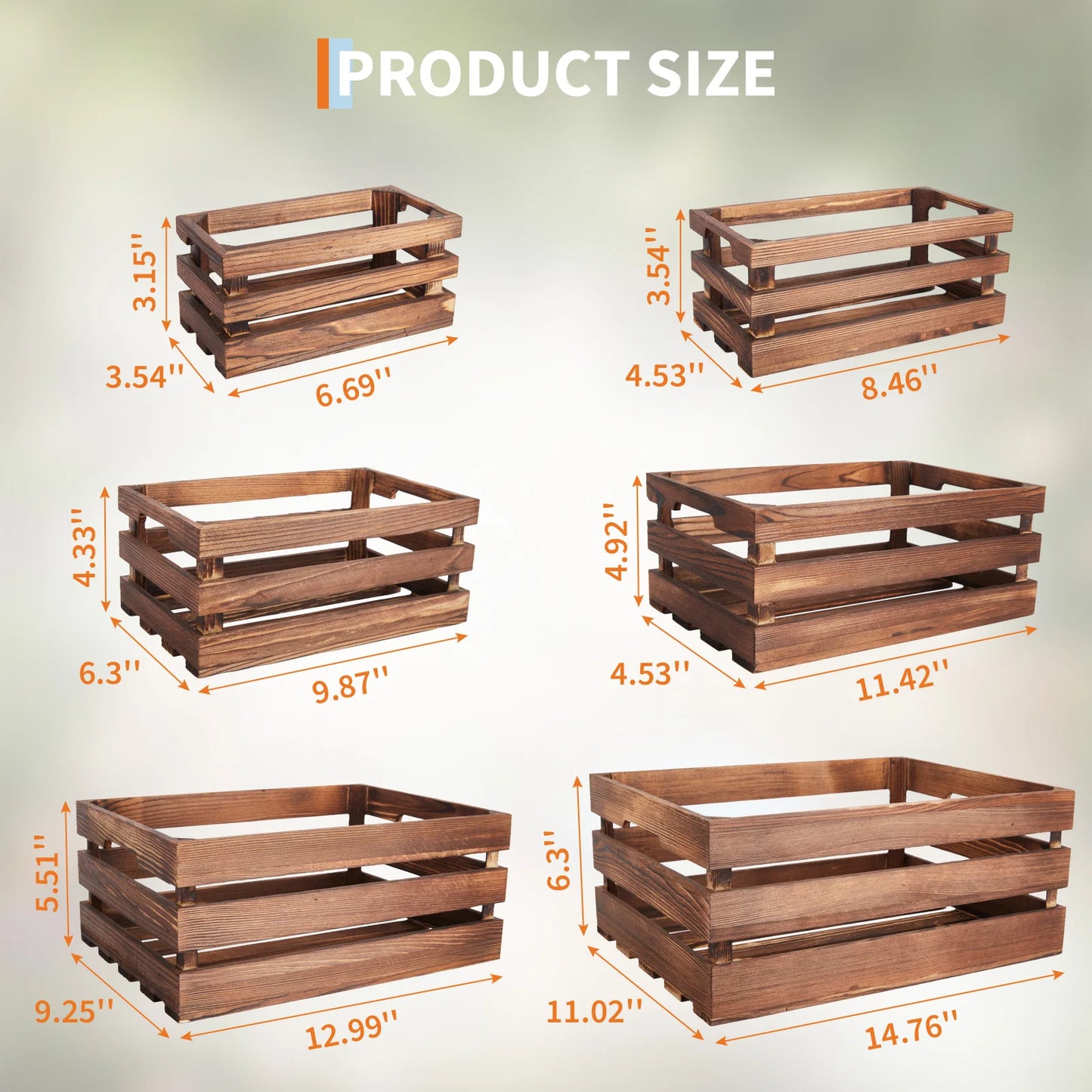 5 Pack Wooden Storage Crates, Rustic Farmhouse Nesting Crates, Decorative Wood Boxes for Home Decor, Display & Organization