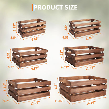 5 Pack Wooden Storage Crates, Rustic Farmhouse Nesting Crates, Decorative Wood Boxes for Home Decor, Display & Organization