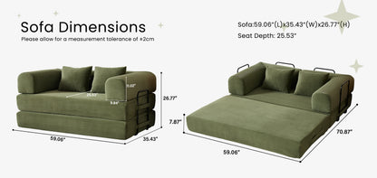 79'' Boneless Couch Foldable Convertible Futon Sleeper Sofa Bed