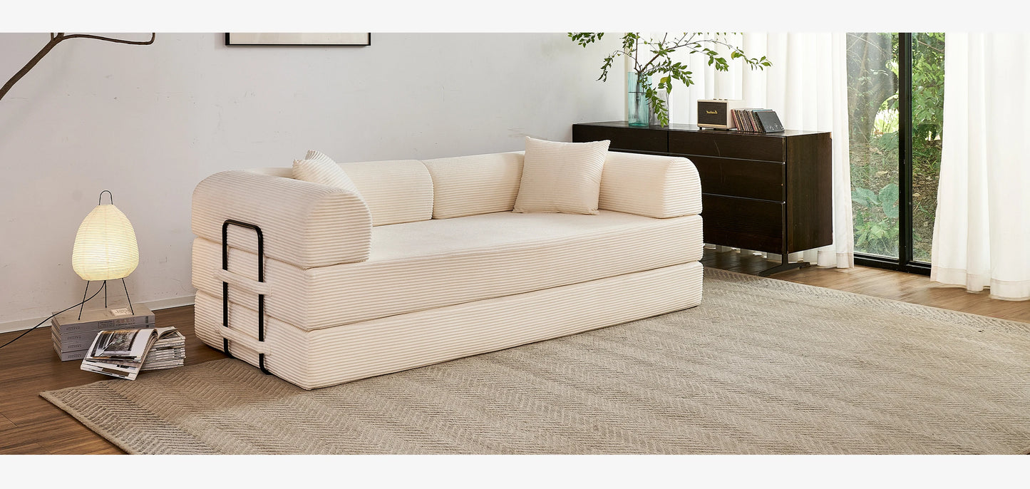 79'' Boneless Couch Foldable Convertible Futon Sleeper Sofa Bed