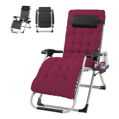 Padded Zero Gravity Lounge Chair with Removable Cushion & Tray
