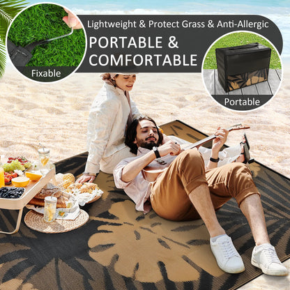 8‘x10' Outdoor Rug Waterproof Recycled Plastic Straw Rug Patio Rug Indoor Outdoor Carpet for Patio Deck Camping RV Beach