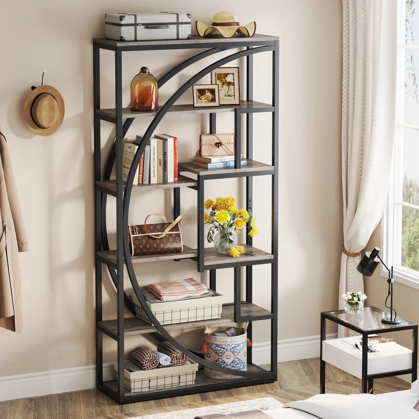 Tribesigns Bookshelf, Industrial 5-Tier Etagere Bookcase