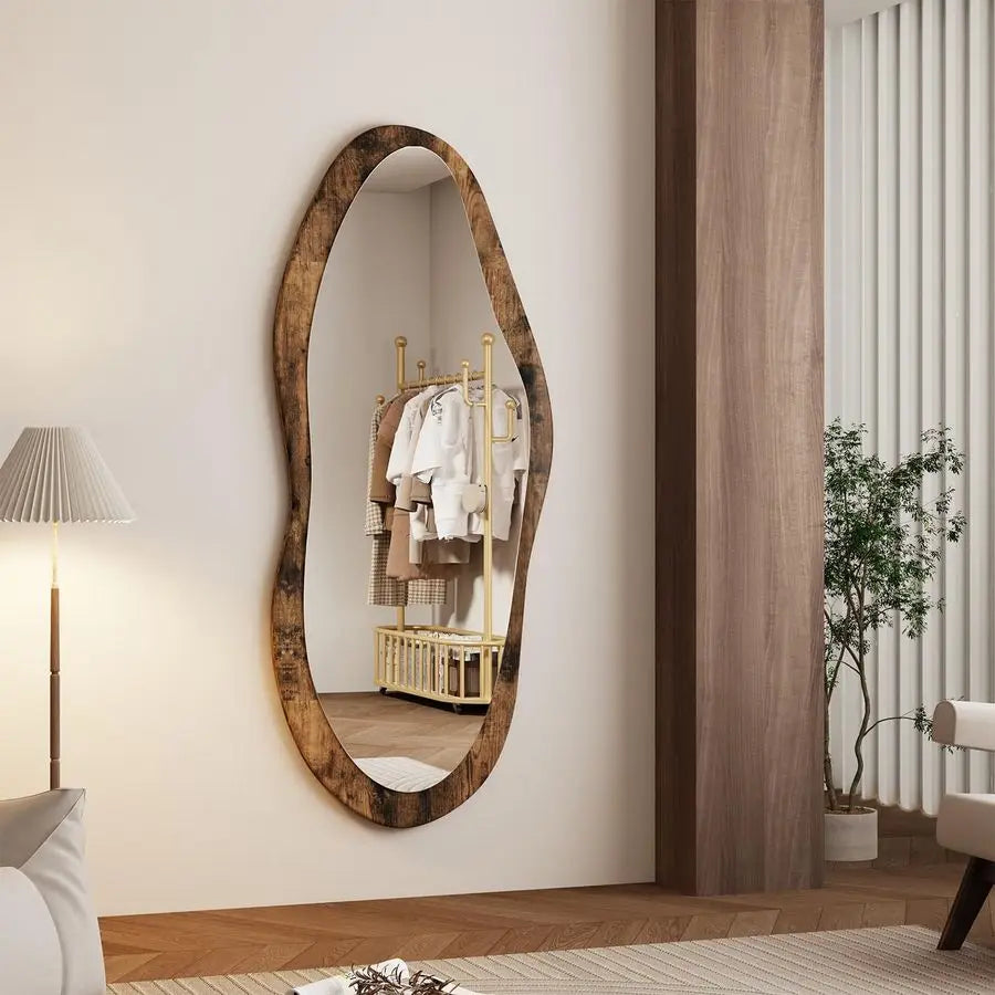 Large Mirrors with Wood Framed 47x20 Vintage Irregular Wall Mirror Full Length