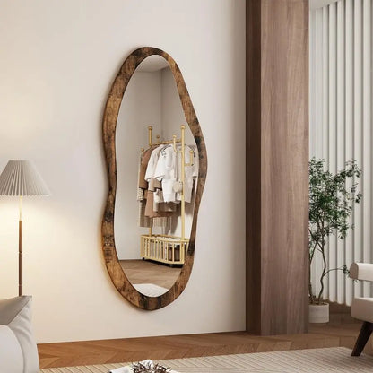 Large Mirrors with Wood Framed 47x20 Vintage Irregular Wall Mirror Full Length