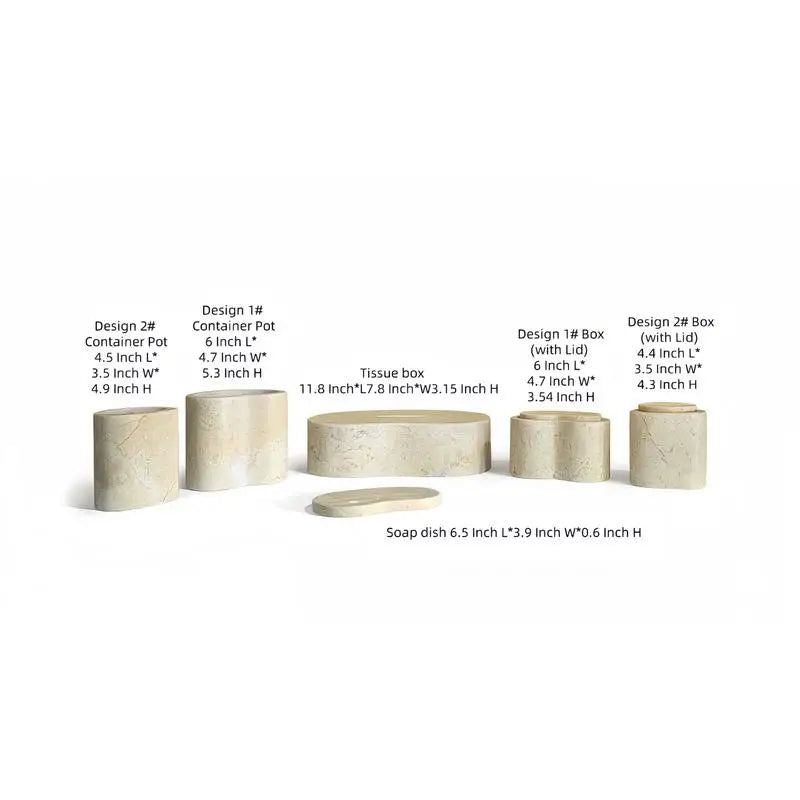 Natural Marble Bathroom Accessories Set - Gold Yellow Beige Genuine Stone Decor