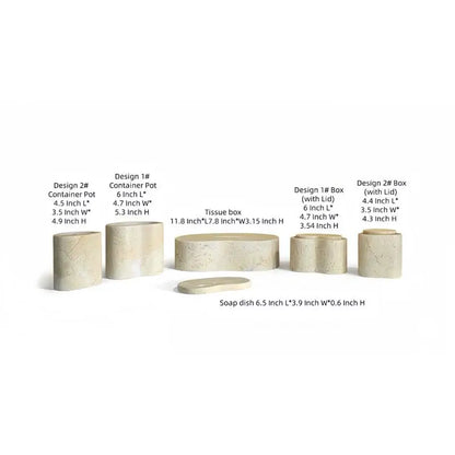 Natural Marble Bathroom Accessories Set - Gold Yellow Beige Genuine Stone Decor