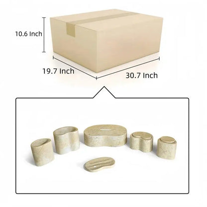 Natural Marble Bathroom Accessories Set - Gold Yellow Beige Genuine Stone Decor