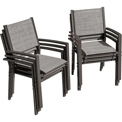 Outdoor Chairs Set of 6 Stackable Dining Chair for Backyard, Deck, Poolside (Grey)