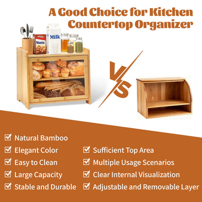 Bamboo Bread Box for Kitchen Countertop(Natural)