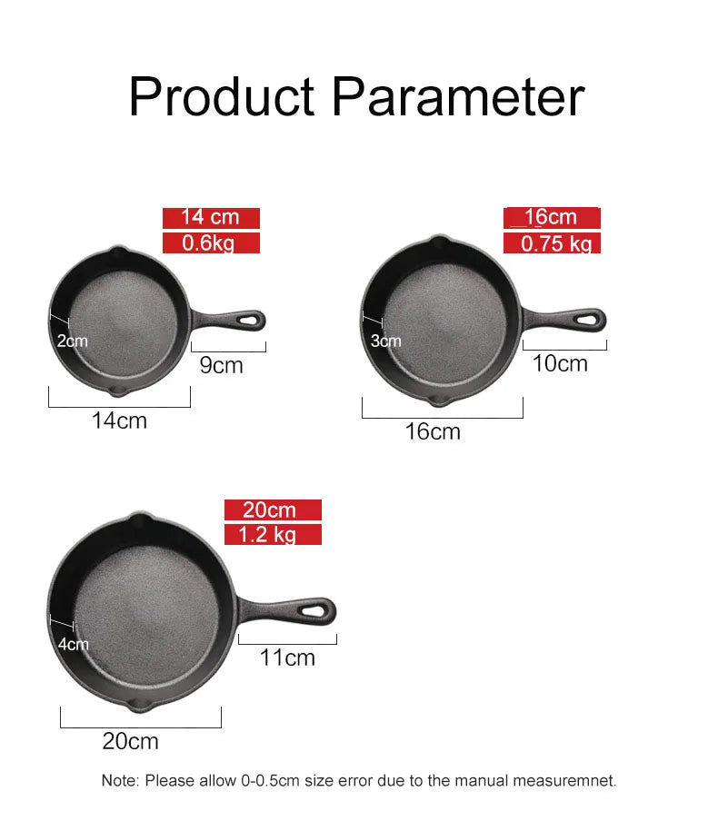 SHANGPEIXUAN Cast Iron Pre-Seasoned Skillet