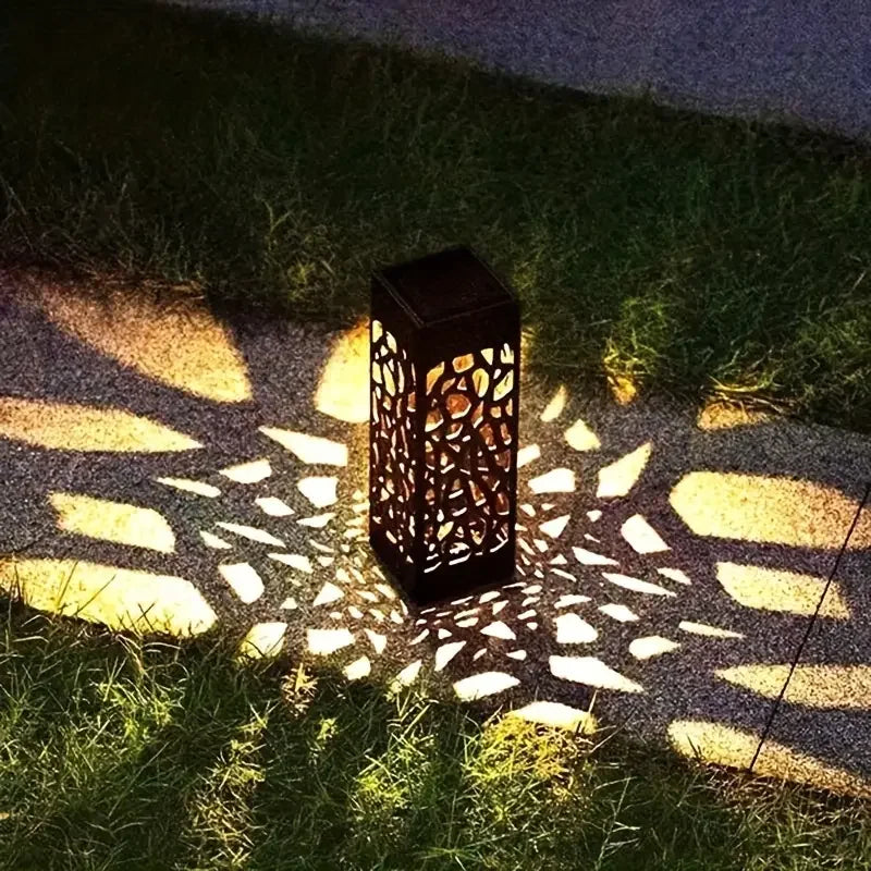 6PCS Solar Powered LED Garden Stake Lights Decorative Hollow-Out Lawn Lamps