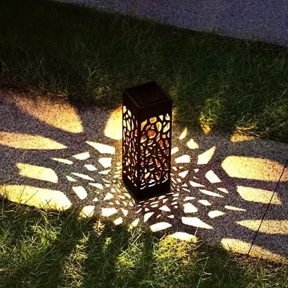 6PCS Solar Powered LED Garden Stake Lights Decorative Hollow-Out Lawn Lamps