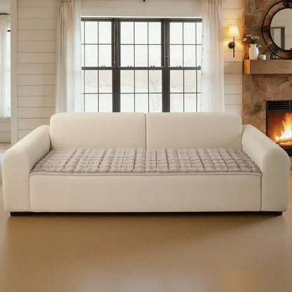 Thick Fluffy Faux Rabbit Fur Sofa Cover White Non-slip