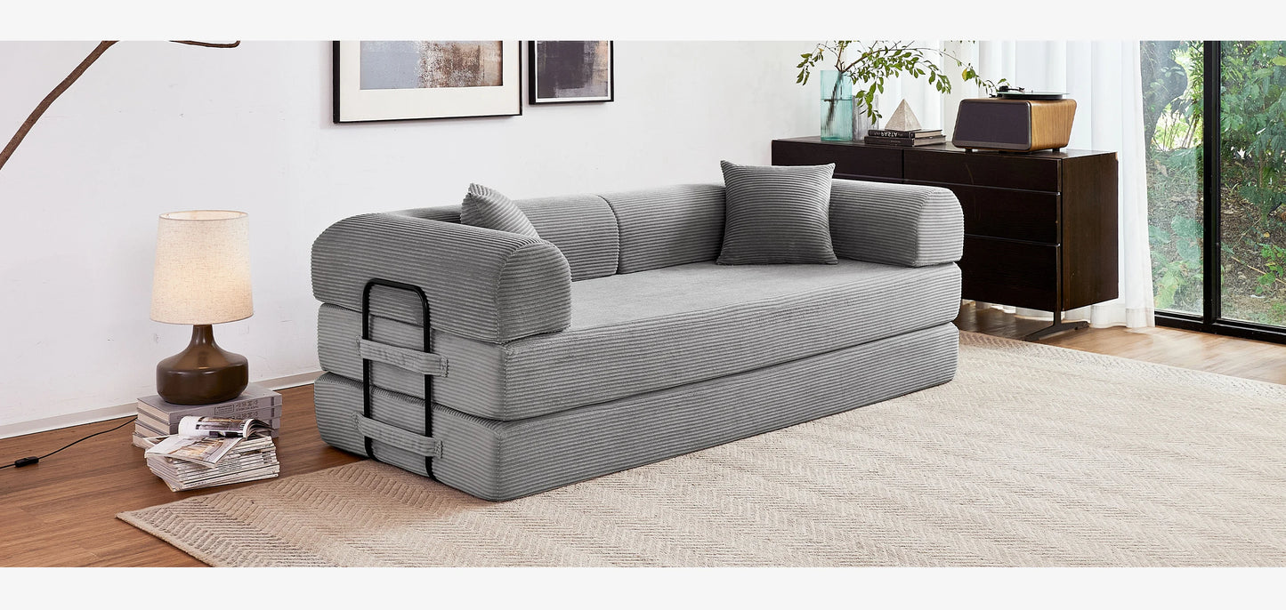 79'' Boneless Couch Foldable Convertible Futon Sleeper Sofa Bed
