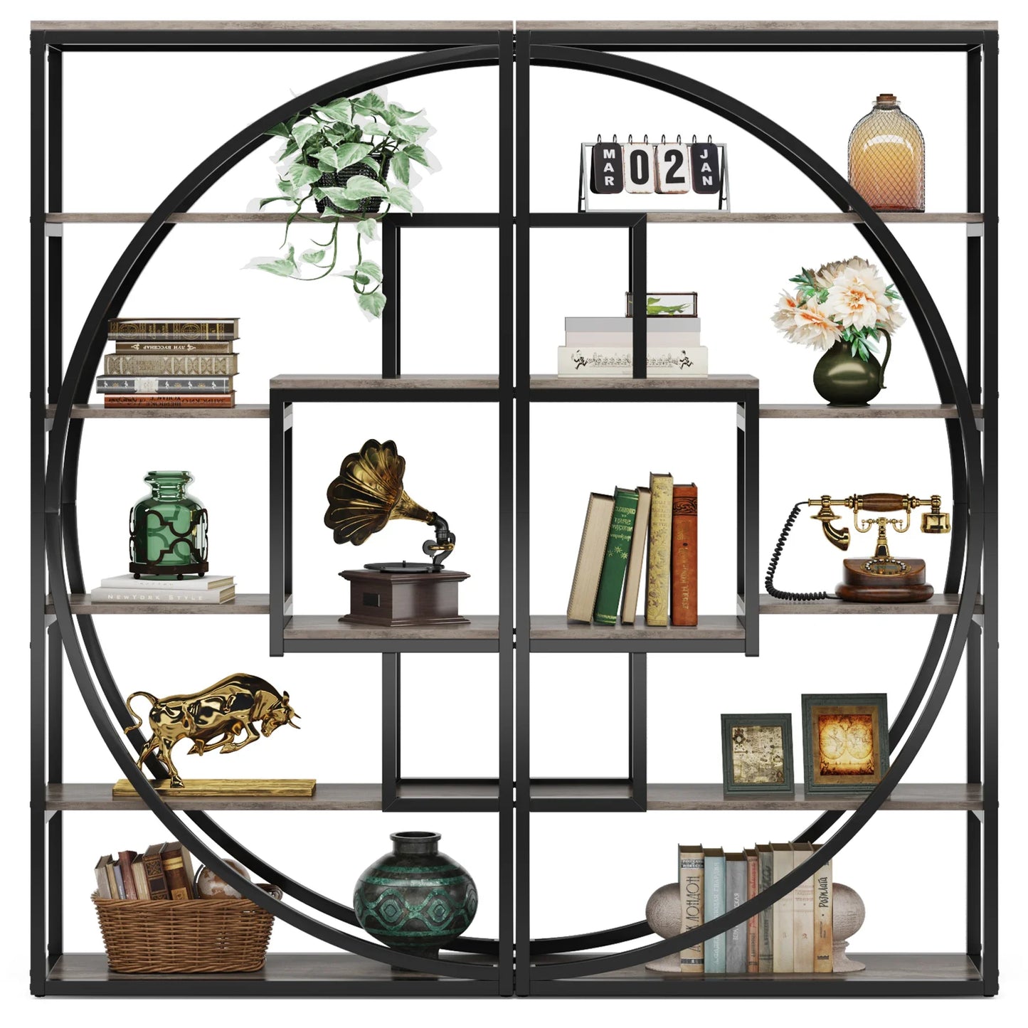 Tribesigns Bookshelf, Industrial 5-Tier Etagere Bookcase
